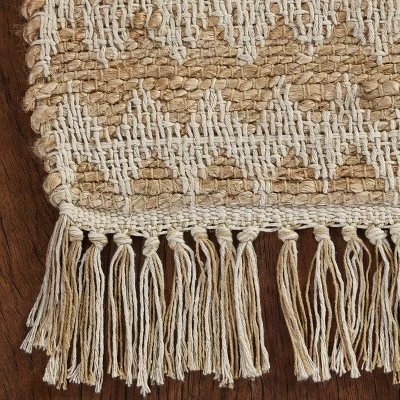 Handwoven Eco-Friendly Jute And Cotton Chevron Tassel Indoor Area Rug Or Runner By Blue Nile Mills 3 Handwoven Eco-Friendly Jute And Cotton Chevron Tassel Indoor Area Rug Or Runner By Blue Nile Mills - Image 3