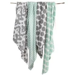 Bacati - Ikat Mint/Gray Dots/Stripes Swaddling Muslin Blankets Set Of 4 6 Bacati - Ikat Mint/Gray Dots/Stripes Swaddling Muslin Blankets Set Of 4 -Nursery Nest Deals Store GUEST 4f0ba4f6 47e5 4062 8a53 d20066ea2f19