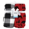 Hudson Baby Unisex Baby Silky Plush And Coral Fleece Blanket, Red Moose Bear, 30x36 Inches