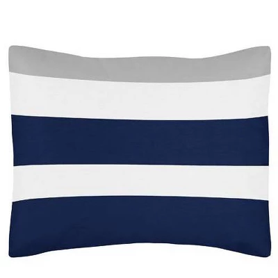 Navy & Gray Stripe Bedding Set (Toddler) - Sweet Jojo Designs 1 Navy & Gray Stripe Bedding Set (Toddler) - Sweet Jojo Designs