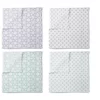 Bacati - Petals/Floral Muslin Swaddling Blankets Set Of 4 Aqua/Lilac