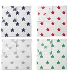 Bacati - Stars Boys Swaddling Muslin Blankets Of 4 (Navy,Green, Red,Gray)