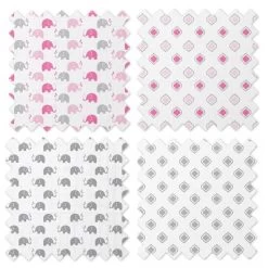 Bacati - Elephants Pink/Gray Muslin Swaddling Blankets Set Of 4 -Nursery Nest Deals Store GUEST 55dfe122 3387 4f91 9500 c7901b5ec443