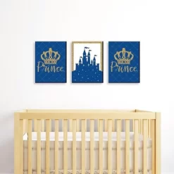 Big Dot Of Happiness Royal Prince Charming - Baby Boy Nursery Wall Art And Kids Room Decorations - Gift Ideas - 7.5 X 10 Inches - Set Of 3 Prints