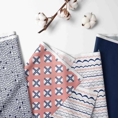 Bacati - Olivia Coral Navy 3 Pc Toddler Bedding Sheet Set 1 Bacati - Olivia Coral Navy 3 Pc Toddler Bedding Sheet Set