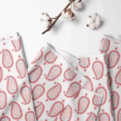 Bacati - Sophia Paisley Aqua/Coral 3 Layer Crib/Toddler Bed Skirt