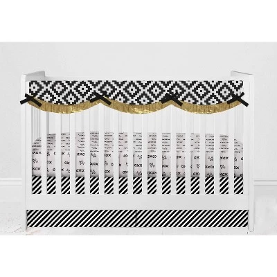Bacati - Love Aztec Print Black Gold 10 Pc Crib Bedding Set With Long Rail Guard Cover 6 Bacati - Love Aztec Print Black Gold 10 Pc Crib Bedding Set With Long Rail Guard Cover - Image 6