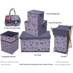 Bacati - Woodlands Gray/Beige Neutral Collapsible Laundry Hamper -Nursery Nest Deals Store GUEST 5cda94f1 5414 4947 99f1 552405ef3dbb