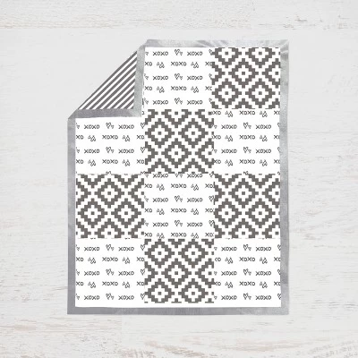 Bacati - Love Gray/Silver 4 Pc Crib Bedding Set With Diaper Caddy 3 Bacati - Love Gray/Silver 4 Pc Crib Bedding Set With Diaper Caddy - Image 3