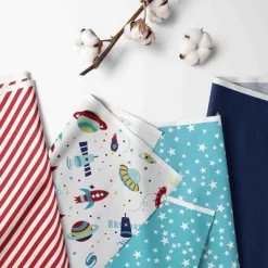 Bacati - Space Multicolor Boys Laundry Hamper With Wooden Frame