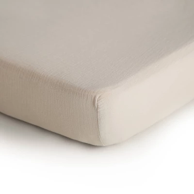 Mushie Extra Soft Muslin Crib Fitted Sheet 7 Mushie Extra Soft Muslin Crib Fitted Sheet - Image 7