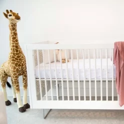 Ely's & Co. Baby Fitted Sheet 100% Combed Jersey Cotton Mauve Tulip + Stripes