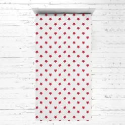Bacati - Stars Red Muslin 3 Pc Toddler Bed Sheet Set 100 Percent Cotton