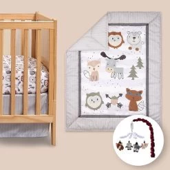 The Peanutshell Woodland Walk Crib Bedding Set, 4pc To 8pc, Grey Animal -Nursery Nest Deals Store GUEST 66421a27 7154 4098 b84e e880837f51a4