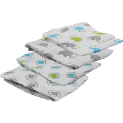 Bacati - Elephants Aqua/Lime/Gray Muslin Swaddling Blankets Set Of 4 6 Bacati - Elephants Aqua/Lime/Gray Muslin Swaddling Blankets Set Of 4 -Nursery Nest Deals Store GUEST 6757f356 8969 484a ba32 9540b0c2b777