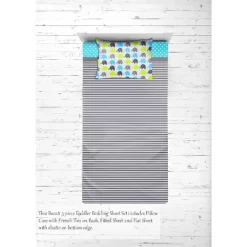 Bacati - Elephants Aqua Lime Gray 3 Pc Toddler Bed Sheet Set -Nursery Nest Deals Store GUEST 6820dd37 6923 44b9 bb9a 159d70850e97