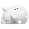 Pearhead Ceramic Piggy Bank - Gray With White Polka Dots