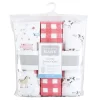 Hudson Baby Infant Girl Quilted Cotton Swaddle Wrap 3pk, Girl Farm Animals, 0-3 Months