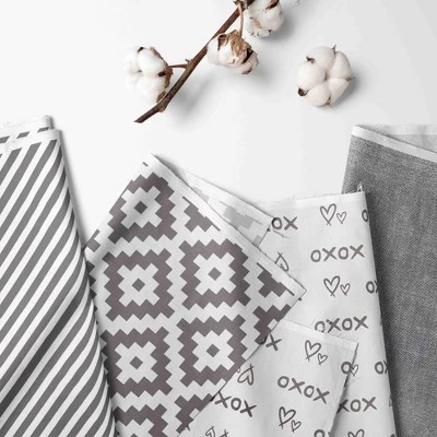 Bacati - Love Gray/Silver 4 Pc Crib Bedding Set With Diaper Caddy 1 Bacati - Love Gray/Silver 4 Pc Crib Bedding Set With Diaper Caddy