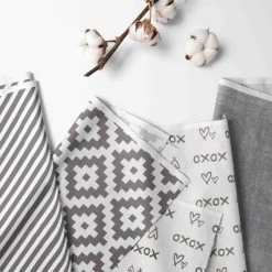 Bacati - Love Design/Print Gray/Silver 10 Pc Crib Bedding Set With 2 Crib Fitted Sheets