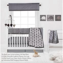 Bacati - Elephants White/Gray 10 Pc Crib Bedding Set With Long Rail Guard Cover 14 Bacati - Elephants White/Gray 10 Pc Crib Bedding Set With Long Rail Guard Cover -Nursery Nest Deals Store GUEST 7386a371 58d4 4b62 80b3 26f270ebccbb