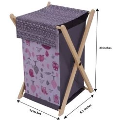 Bacati - Owls Pink/Gray Girls Laundry Hamper With Wooden Frame -Nursery Nest Deals Store GUEST 73a644dc f341 4c7f 91fb b91fbed97f7c