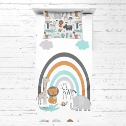 Bacati - Jungle Safari Animals Aqua/Orange/Gray 5 Pc Cotton Toddler Bedding Set -Nursery Nest Deals Store GUEST 768badb2 100b 425e ac0d df60f585e741