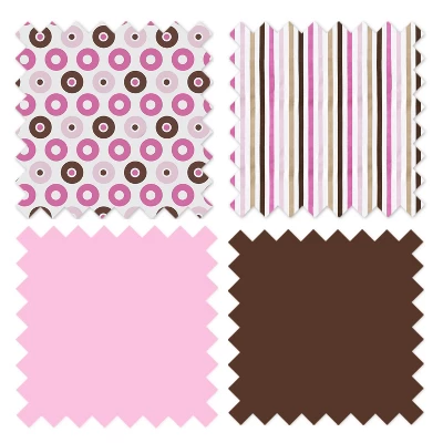 Bacati - Mod Dots Stripes Pink Fuschia Beige Chocolate 4 Pc Crib Bedding Set With Diaper Caddy 5 Bacati - Mod Dots Stripes Pink Fuschia Beige Chocolate 4 Pc Crib Bedding Set With Diaper Caddy - Image 5