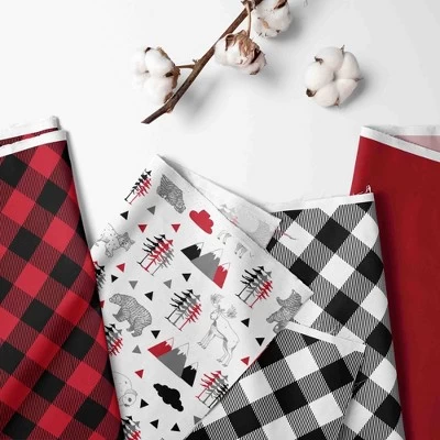 Bacati - Lumberjack Red Black Gray 3 Pc Crib Bedding Set 1 Bacati - Lumberjack Red Black Gray 3 Pc Crib Bedding Set