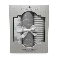 Living Textiles|3pk Muslin Swaddle - Pink