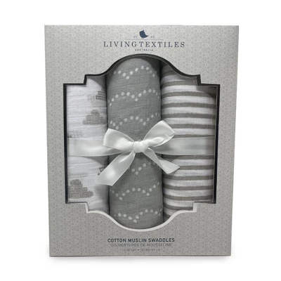 Living Textiles|3pk Muslin Swaddle - Pink 1 Living Textiles|3pk Muslin Swaddle - Pink