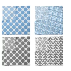 Bacati - Ikat Blue/Gray Swaddling Muslin Blankets Set Of 4