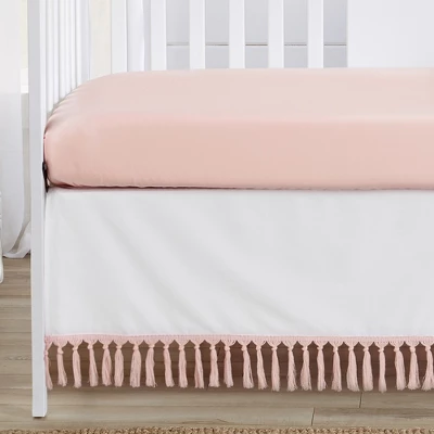 Sweet Jojo Designs Girl Baby Crib Bedding Set - Boho Fringe White And Pink Collection 4pc 3 Sweet Jojo Designs Girl Baby Crib Bedding Set - Boho Fringe White And Pink Collection 4pc - Image 3