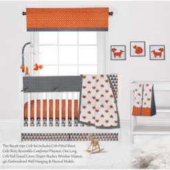 Bacati - Playful Fox Orange Gray 10 Pc Crib Bedding Set With Long Rail Guard Cover -Nursery Nest Deals Store GUEST 8255e396 ae8f 4609 8042 2e20e83b01da