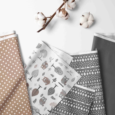 Bacati - Owls In The Woods Beige/Gray 6 Pc Crib Bedding Set With Long Rail Guard Cover 1 Bacati - Owls In The Woods Beige/Gray 6 Pc Crib Bedding Set With Long Rail Guard Cover