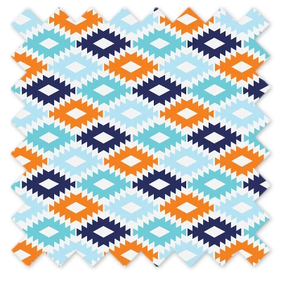 Bacati - Liam Aztec Print Kilim Aqua/Orange/Navy Crib/Toddler Bed Skirt 1 Bacati - Liam Aztec Print Kilim Aqua/Orange/Navy Crib/Toddler Bed Skirt