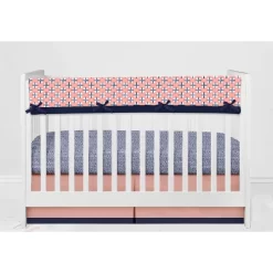 Bacati - Olivia Coral Navy 10 Pc Crib Bedding Set With Long Rail Guard Cover -Nursery Nest Deals Store GUEST 8964736b 7d80 44fc ac2a fe555872455d