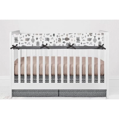 Bacati - Owls In The Woods Beige/Gray 10 Pc Crib Bedding Set With Long Rail Guard Cover 6 Bacati - Owls In The Woods Beige/Gray 10 Pc Crib Bedding Set With Long Rail Guard Cover - Image 6