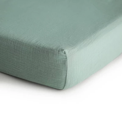 Mushie Extra Soft Muslin Crib Fitted Sheet 11 Mushie Extra Soft Muslin Crib Fitted Sheet - Image 11