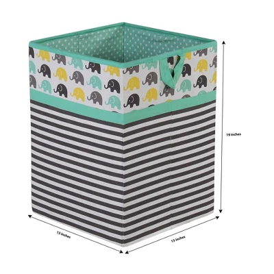 Bacati - Elephants Mint/Yellow/Gray Collapsible Laundry Hamper 3 Bacati - Elephants Mint/Yellow/Gray Collapsible Laundry Hamper - Image 3