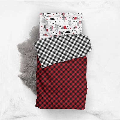Bacati - Lumberjack Red Black 5 Pc Toddler Bedding Set 4 Bacati - Lumberjack Red Black 5 Pc Toddler Bedding Set - Image 4