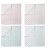 Bacati - Petals/Floral Muslin Swaddling Blankets Set Of 4 Aqua/Coral