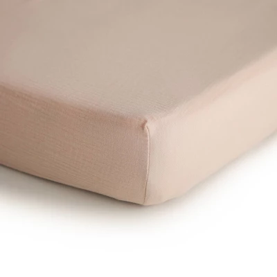Mushie Extra Soft Muslin Crib Fitted Sheet 5 Mushie Extra Soft Muslin Crib Fitted Sheet - Image 5