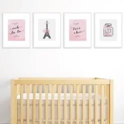 Big Dot Of Happiness Paris, Ooh La La - Unframed Eiffel Tower Nursery And Kids Room Linen Paper Wall Art - Set Of 4 - Artisms - 8 X 10 Inches