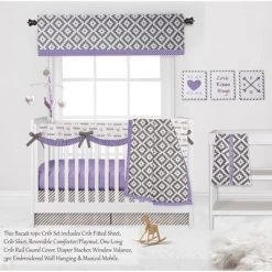 Bacati - Love Gray Lilac 10 Pc Crib Bedding Set With Long Rail Guard Cover -Nursery Nest Deals Store GUEST a21da1a1 ec81 44e3 9305 715e956b2280