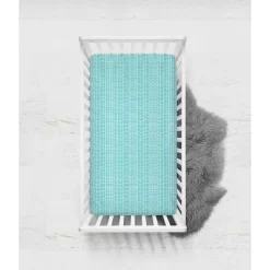 Bacati - Safari Animals Aqua Grid Print 100 Percent Cotton Universal Baby US Standard Crib Or Toddler Bed Fitted Sheet -Nursery Nest Deals Store GUEST aa9322e3 0748 44db 9dac c1e6b6d13d5a
