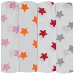Bacati - Stars Girls Swaddling Muslin Blankets Of 4 (Pink, Orange,Red,Gray) 6 Bacati - Stars Girls Swaddling Muslin Blankets Of 4 (Pink, Orange,Red,Gray) -Nursery Nest Deals Store GUEST af1454a4 87cb 4e2a 95a1 16c276f10104