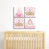 Big Dot Of Happiness Little Princess Crown - Kids Room, Nursery Decor & Home Decor - 11 X 11 Inches Nursery Wall Art - Set Of 4 Prints For Baby's Room