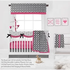 Bacati - Love Black Fuschia 10 Pc Crib Bedding Set With Long Rail Guard Cover -Nursery Nest Deals Store GUEST b52145d8 c35d 4042 8f8a 24b9f328ace7