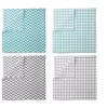 Bacati - Houndstooth/Herringbone Muslin Swaddling Blankets Set Of 4 Aqua/Gray